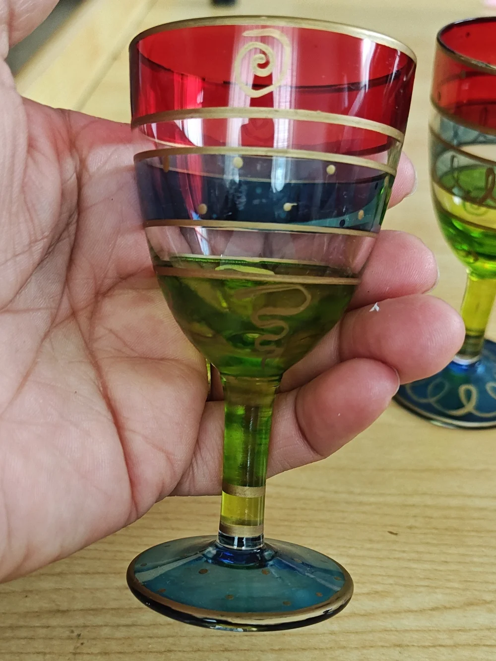 Pier 1 Imports Festive Stripe Multi-Color Hand Painted Shot Glasses - Set of 3